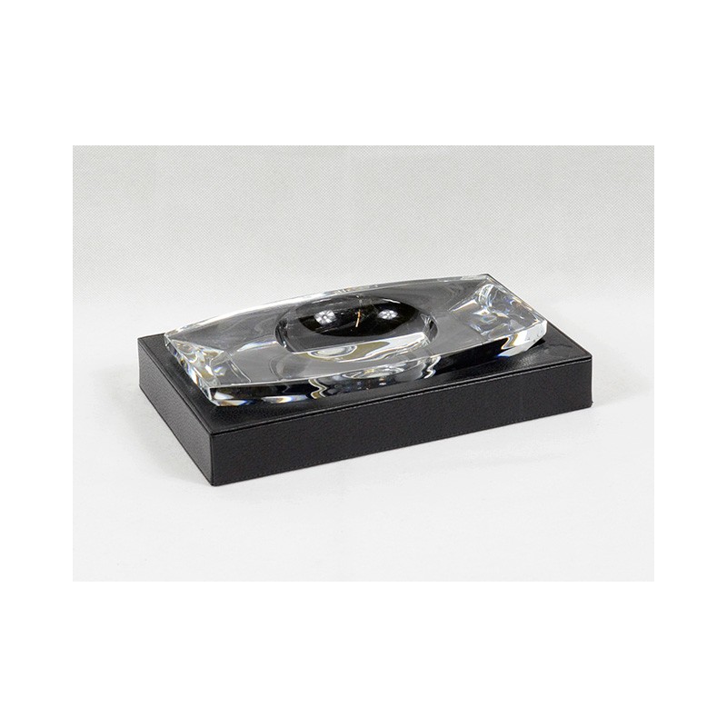 POSACENERE CARTUJANO RETTANGOLARE PELLE NERA E CRISTALLO