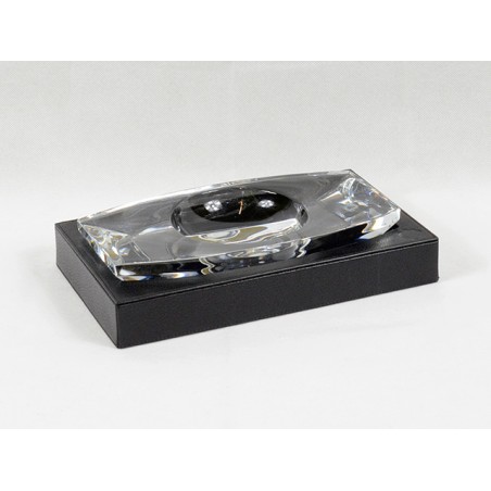 POSACENERE CARTUJANO RETTANGOLARE PELLE NERA E CRISTALLO