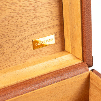 HUMIDOR DA VIAGGIO CARTUJANO PELLE MARTELLATA COLOR CUOIO