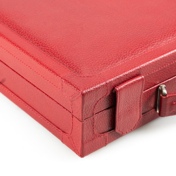 HUMIDOR DA VIAGGIO CARTUJANO CON MANIGLIA PELLE MARTELLATA ROSSO RUBINO