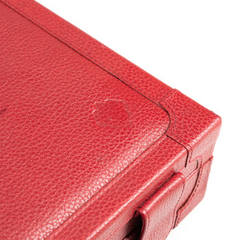 HUMIDOR DA VIAGGIO CARTUJANO CON MANIGLIA PELLE MARTELLATA ROSSO RUBINO