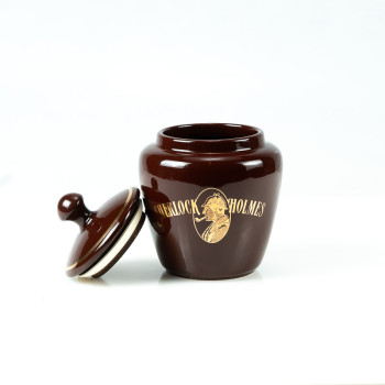 VASO PORTATABACCO LUBINSKI SHERLOCK HOLMES BOMBATO MEDIUM CERAMICA TESTA MORO