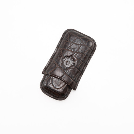 PORTASIGARI DA TASCA CARTUJANO TOSCANO COCCODRILLO TESTA DI MORO 2 POSTI