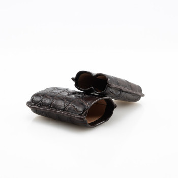 PORTASIGARI DA TASCA CARTUJANO TOSCANO COCCODRILLO TESTA DI MORO 2 POSTI