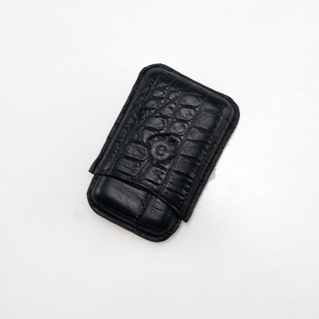 PORTASIGARI DA TASCA CARTUJANO TOSCANO COCCODRILLO BLU 3 POSTI