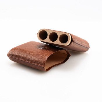 PORTASIGARI DA TASCA CARTUJANO TOSCANO COLOR CUOIO CON UMID. 3 POSTI