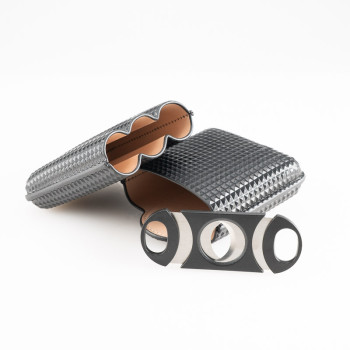 PORTASIGARI DA TASCA EGOIST DIAMOND ROBUSTO NERO 3 POSTI CON TAGLIASIGARI