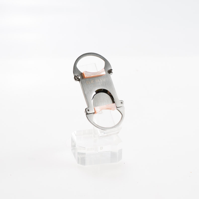 TAGLIASIGARI ELIE BLEU ACCIAIO INSERTI MADREPERLA ROSA