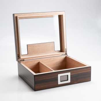 HUMIDOR LUBINSKI CON SET CIGAR EBANO MATT - CON VETRO