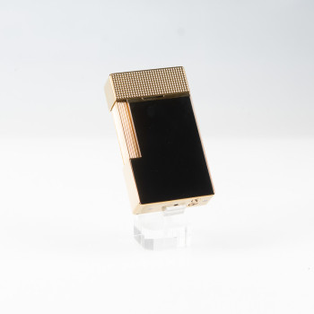 ACCENDINO DA TAVOLO DUPONT LACCATO NERO - FINITURE DORATE