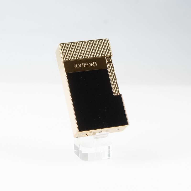 ACCENDINO DA TAVOLO DUPONT LACCATO NERO - FINITURE DORATE
