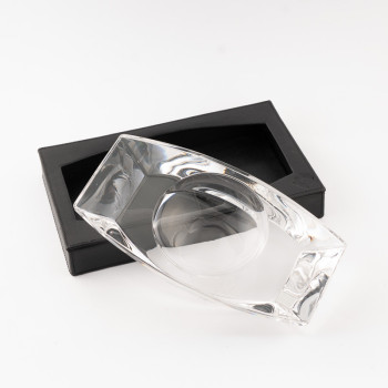 POSACENERE CARTUJANO RETTANGOLARE PELLE NERA SAFFIANO E CRISTALLO