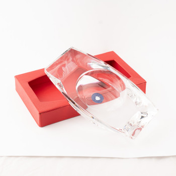 POSACENERE CARTUJANO RETTANGOLARE PELLE ROSSA SAFFIANO E CRISTALLO