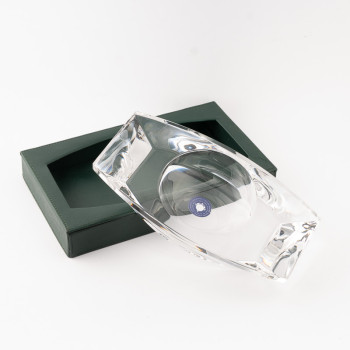 POSACENERE CARTUJANO RETTANGOLARE PELLE VERDE SAFFIANO E CRISTALLO