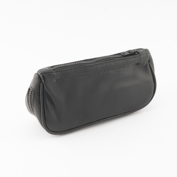 BUSTA PORTAPIPE SASIENI NAPPA NERA ZIP E TASCHINO - 2 PIPE