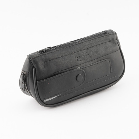 BUSTA PORTAPIPE SASIENI NAPPA NERA ZIP E TASCHINO - 2 PIPE