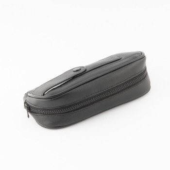 BUSTA PORTAPIPE SASIENI NAPPA NERA ZIP E TASCHINO - 2 PIPE