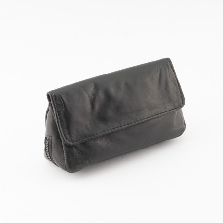 BUSTA PORTAPIPE SASIENI NAPPA NERA 2 BOTTONI - 2 PIPE