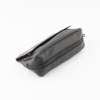 BUSTA PORTAPIPE SASIENI NAPPA NERA 2 BOTTONI - 2 PIPE