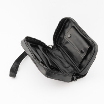 BUSTA PORTAPIPE SASIENI A TROUSSE NAPPA NERA - 3 PIPE
