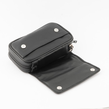 BUSTA PORTAPIPE SASIENI A TROUSSE NAPPA NERA - 3 PIPE