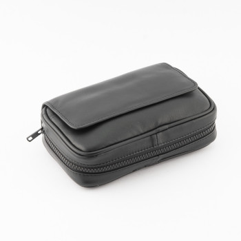 BUSTA PORTAPIPE SASIENI A TROUSSE NAPPA NERA - 3 PIPE