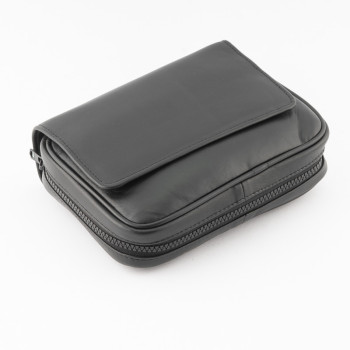 BUSTA PORTAPIPE SASIENI A TROUSSE NAPPA NERA - 4 PIPE