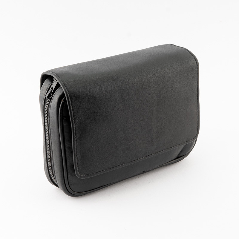 BUSTA PORTAPIPE SASIENI A TROUSSE NAPPA NERA - 4 PIPE