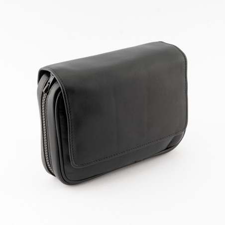 BUSTA PORTAPIPE SASIENI A TROUSSE NAPPA NERA - 4 PIPE