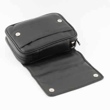 BUSTA PORTAPIPE SASIENI A TROUSSE NAPPA NERA - 4 PIPE