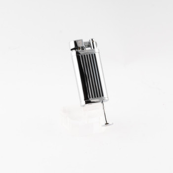 ACCENDINO LUBINSKI PER PIPA PROFESSOR - LINEE VERTICALI NERE E CROMO CON PIGINO