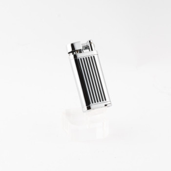 ACCENDINO LUBINSKI PER PIPA PROFESSOR - LINEE VERTICALI NERE E CROMO CON PIGINO