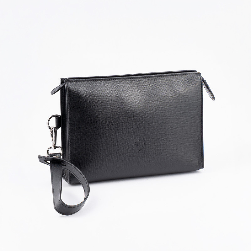 POCHETTE PORTASIGARI CARTUJANO CON PORTA-ACCESSORI ESTRAIBILE NERO SAFFIANO