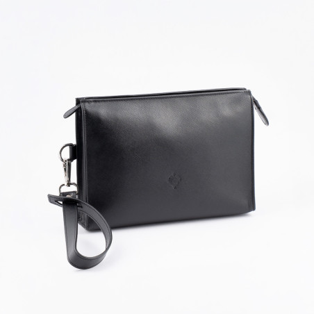 POCHETTE PORTASIGARI CARTUJANO CON PORTA-ACCESSORI ESTRAIBILE NERO SAFFIANO