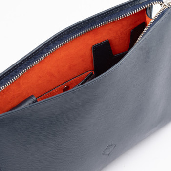 POCHETTE PORTASIGARI CARTUJANO CON PORTA-ACCESSORI ESTRAIBILE BLUE NAVY SAFFIANO