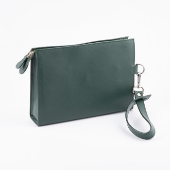 POCHETTE PORTASIGARI CARTUJANO CON PORTA-ACCESSORI ESTRAIBILE VERDE SAFFIANO