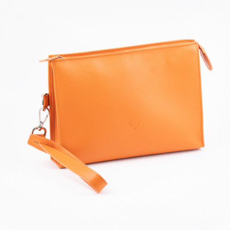 POCHETTE PORTASIGARI CARTUJANO CON FIASCHETTA ARANCIONE SAFFIANO