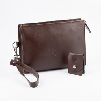 POCHETTE PORTASIGARI CARTUJANO CON PORTA-ACCESSORI ESTRAIBILE TESTA DI MORO SAFFIANO